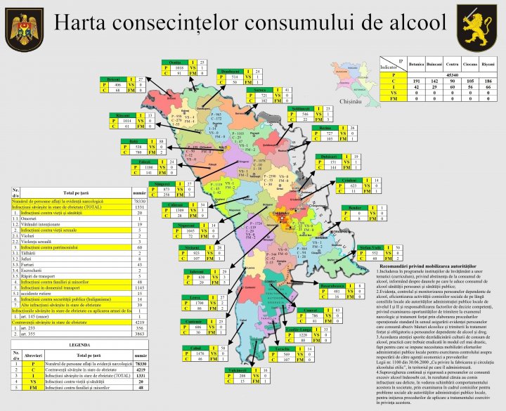 NUMĂRUL INFRACŢIUNILOR COMISE LA BEŢIE, ÎN DESCREȘTERE! Harta consecințelor consumului de alcool în primele șase luni ale anului 2018 (HARTA)