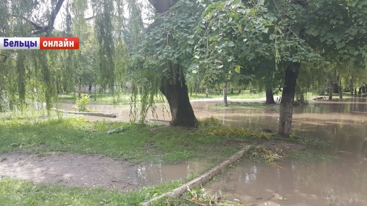 În Bălţi ca în Veneţia. POTOPUL de pe bulevardul Mihai Eminescu, după o PLOAIE TORENŢIALĂ (VIDEO/FOTO)