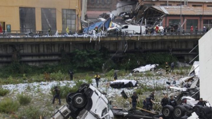 Viaductul autostrăzii A10 din Genova s-a prăbușit. Mai multe mașini au căzut de pe pod. 35 persoane, decedate (FOTO)