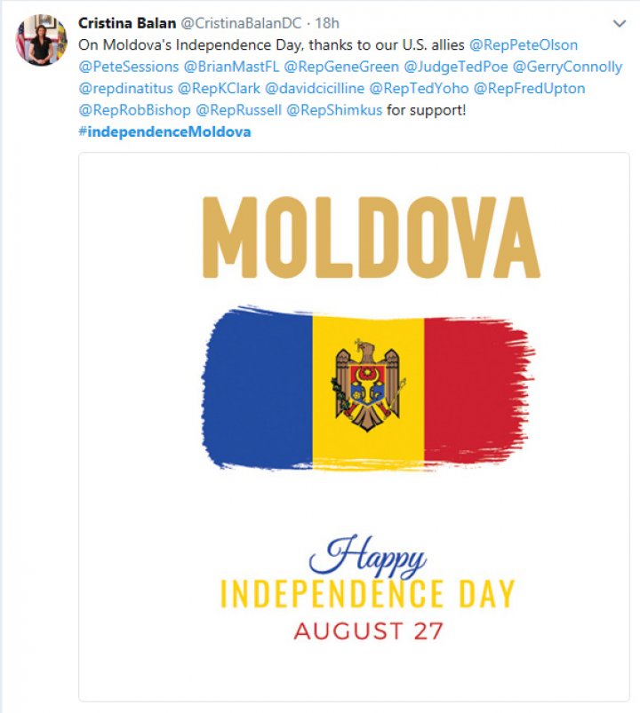 Moldova, felicitată pe reţelele de socializare de mai mulţi oficiali străini