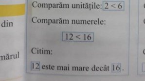 "12 este mai mare decât 16". Greșeala uriașă dintr-un manual român de matematică, de clasa I