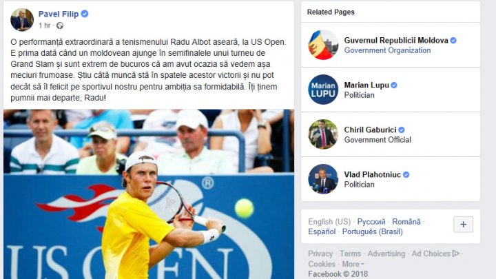 Pavel Filip despre victoria lui Radu Albot: Știu câtă muncă stă în spate și nu pot decât să îl felicit pentru ambiția sa formidabilă