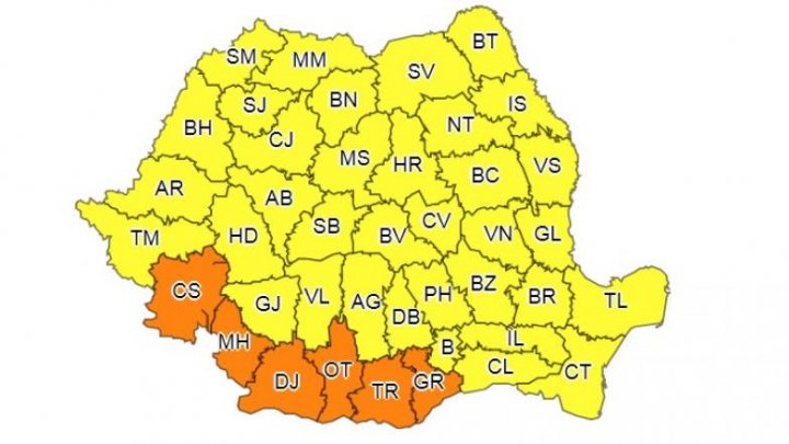 SCHIMBARE RADICALĂ a vremii în România. COD GALBEN de vreme rea în toată ţara 