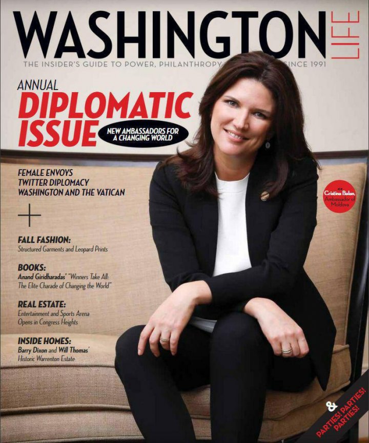 Cristina Balan, pe coperta revistei Washington Life: Prima femeie ambasador în SUA al unei țări din Parteneriatul Estic