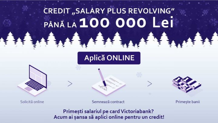 Surprize de Crăciun de la Victoriabank. Aplică pentru credit ONLINE și primești până la 100 000 lei