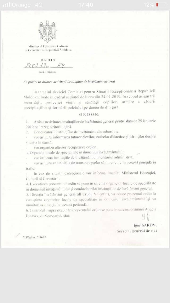 NINSORILE ÎNCHID şcolile şi grădiniţele din ţară. Vineri va fi zi liberă (DOC)