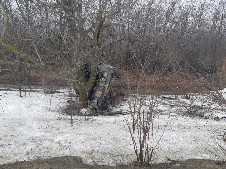 A tamponat Mercedesul într-un copac și a fugit de la locul accidentului. S-a întors abia după ce a venit și poliția (FOTO)