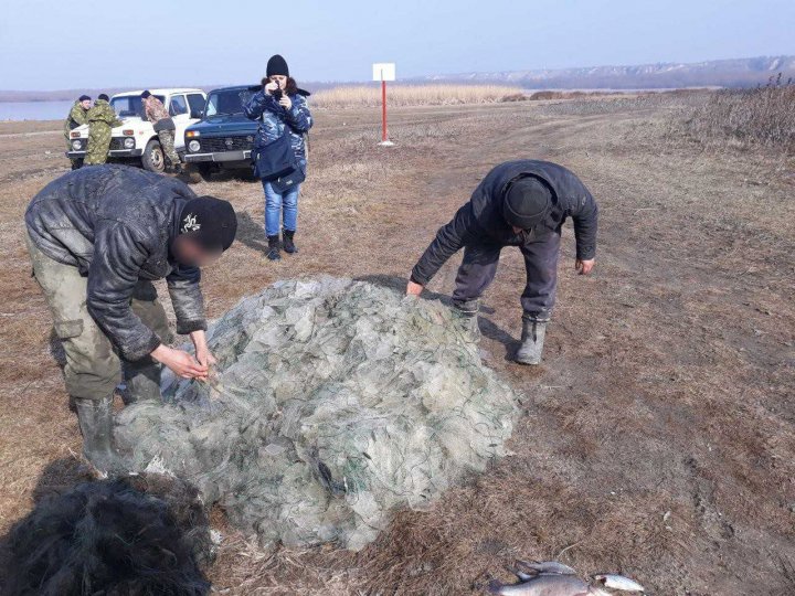 Mai mulţi bărbaţi, prinsi în timp ce pescuiau ilegal pe lacul Beleu (FOTO)