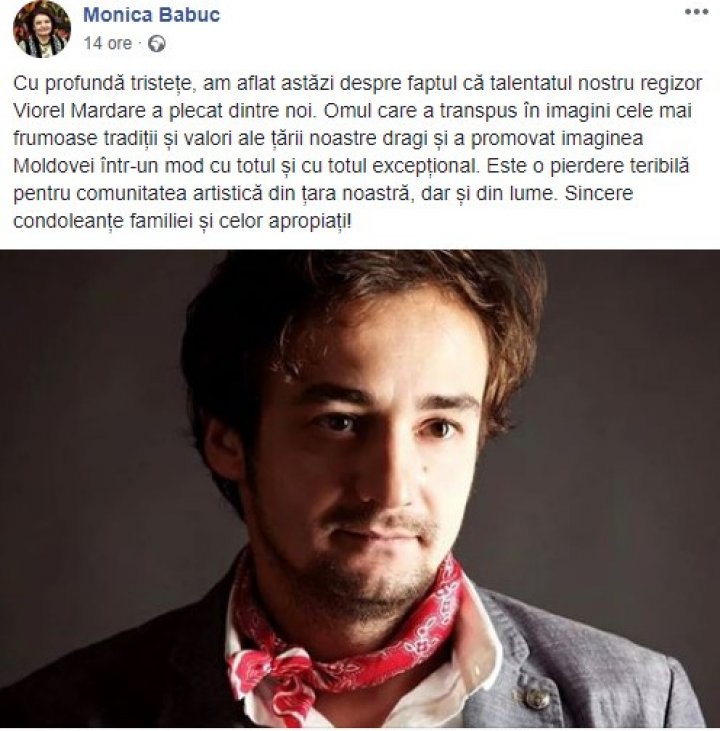 Mesajul Monicăi Babuc, după moartea regizorului Viorel Mardare: Este o pierdere teribilă