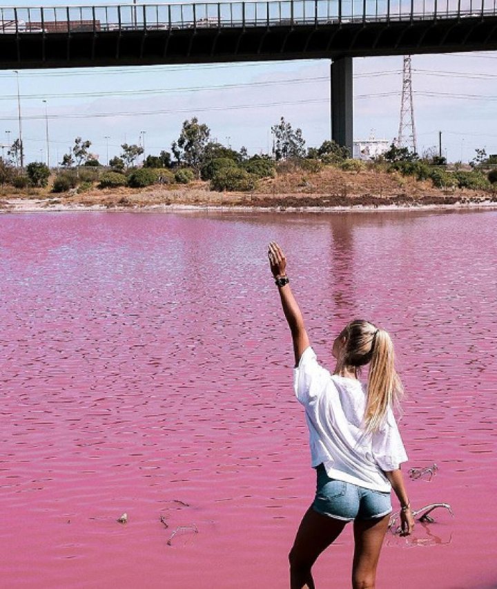 Un lac și-a schimbat culoarea într-un roz intens (POZE SPECTACULOASE)