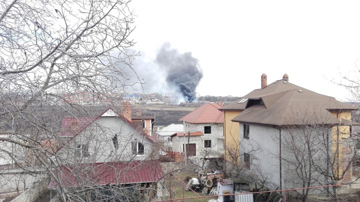 Incendiu puternic: FUM DENS şi NEGRU în apropiere de orăşelul Codru (VIDEO/FOTO)