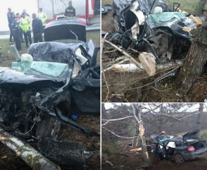 IMAGINI JALNICE de la ACCIDENTUL FATAL din Drochia. Maşina, UN MORMAN de FIARE. Cum a avut loc tragedia
