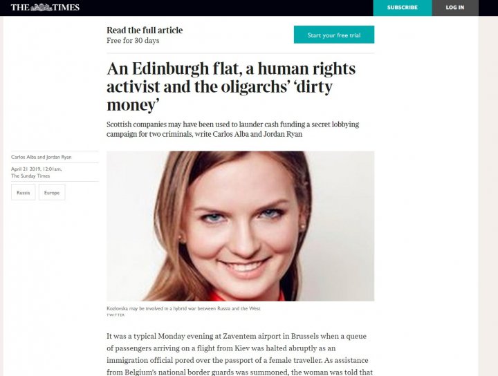 O prestigioasă publicaţie britanică DEZVĂLUIE schemele lui Platon: A folosit firme offshore din Scoția ca să o plătească pe Kozlovska