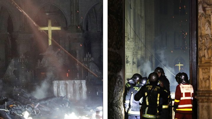 Catedrala Notre-Dame, DEVASTATĂ de incendiu. PRIMELE IMAGINI din interiorul monumentului istoric