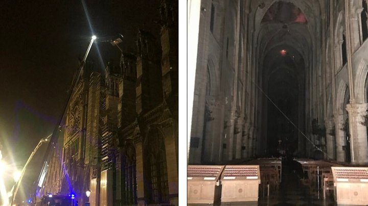 Catedrala Notre-Dame, DEVASTATĂ de incendiu. PRIMELE IMAGINI din interiorul monumentului istoric