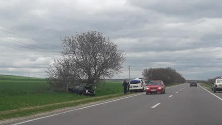 ACCIDENT VIOLENT din cauza vitezei în raionul Cimişlia. Un tânăr a ajuns cu mașina într-un copac (FOTO)