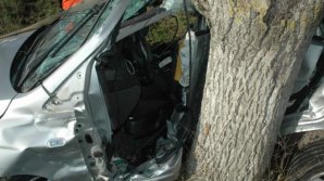 ACCIDENT FATAL pe şoseaua Chişinău-Făleşti. Un bărbat a murit, după ce s-a izbit cu maşina într-un copac