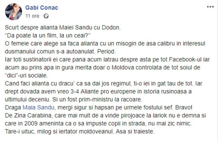 Internauţii o condamnă pe Maia Sandu: Ai făcut ALIANŢĂ cu DRACU