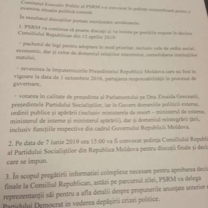 DECIZIE DE ULTIMĂ ORĂ! PSRM vrea o întâlnire cu PDM și menține condițiile anunțate anterior (DOC)