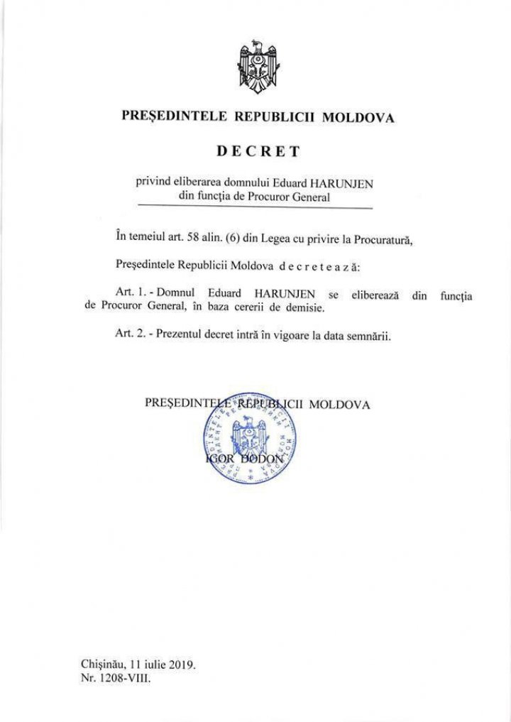 Igor Dodon: Consider că noul Procuror General trebuie să dețină cetățenia Republicii Moldova