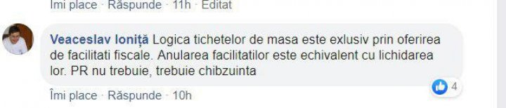 Ce spune Veaceslav Ioniță despre impozitarea tichetelor de masă