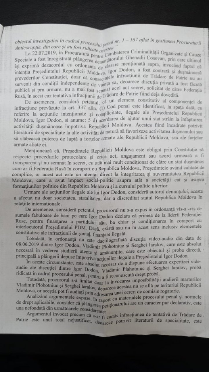 PCCOCS a refuzat să inițieze o cauză penală pe numele lui Igor Dodon pentru trădare de patrie