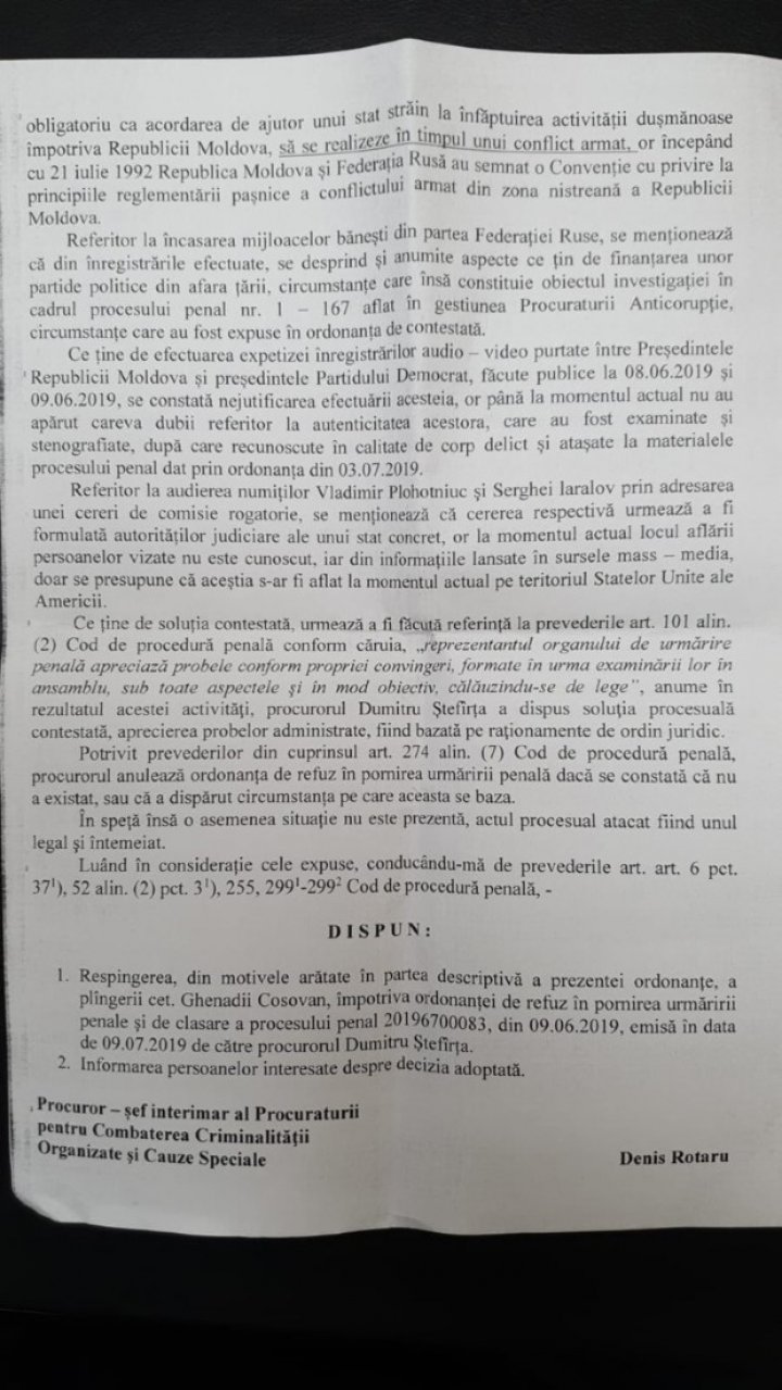 PCCOCS a refuzat să inițieze o cauză penală pe numele lui Igor Dodon pentru trădare de patrie