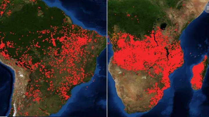 Şi Africa ARDE! Imagini uluitoare făcute publice de NASA