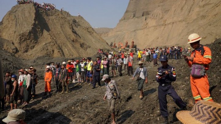 Alunecare de teren în Myanmar: Bilanţul morţilor a urcat la 65