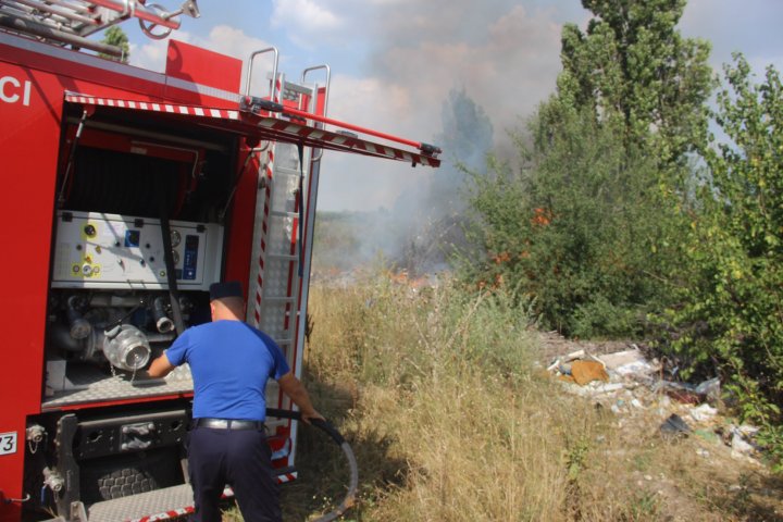 Incendiu de vegetație în sectorul Râșcani al Capitalei. Pompierii, la fața locului (FOTO)