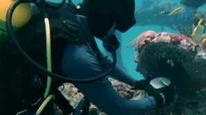 Cimitir acvatic în Florida. Un scafandru plasează cenușa morților în locul de veci (VIDEO)