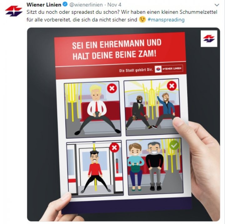 Campanie în transportul din Viena: Fii gentleman, ţine-ţi picioarele strânse!