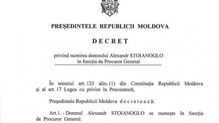 Alexandr Stoianoglo este noul Procuror General. Igor Dodon a semnat decretul 