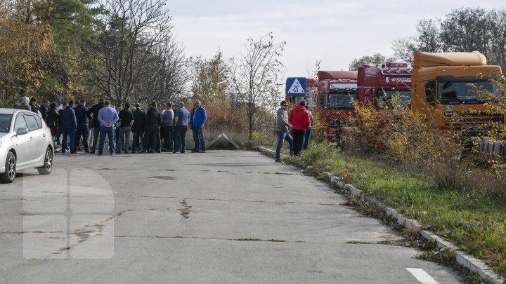 Mesajul transportatorilor de mărfuri care protestează: "Nu ne dă voie să lucrăm, ne bagă beţe în roate" (FOTOREPORT)