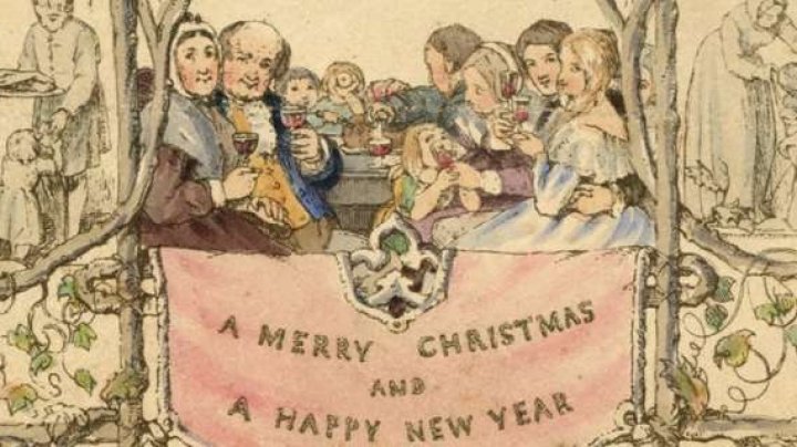 Prima felicitare de Crăciun, tipărită în 1843, a fost expusă la un muzeu din Londra