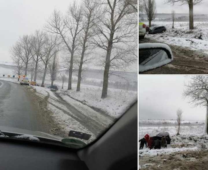 ACCIDENT GRAV în raionul Rezina. O maşină s-a răsturnat într-un şanţ. Poliţia, la faţa locului (FOTO)