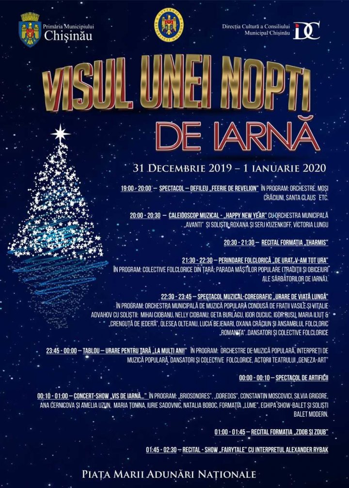 Programul de Revelion de pe scena din Piața Marii Adunări Naționale