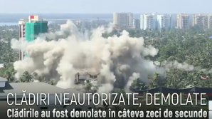 MOMENTUL în care două clădiri de lux sunt puse la pământ în doar câteva zeci de secunde (VIDEO)