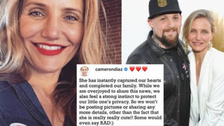 Cameron Diaz şi muzicianul Benji Madden au anunţat că au devenit părinţi