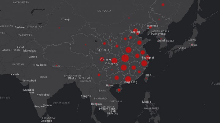 Harta infecţiilor cu coronavirus în timp real, în China şi în lume