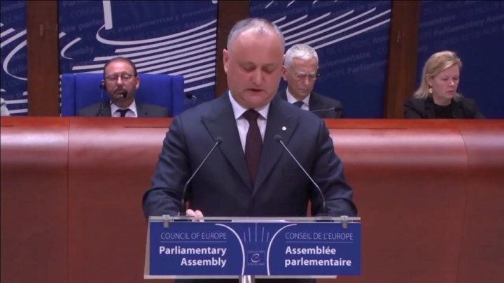 Igor Dodon promovează de la tribuna APCE denumirea sovietică a zilei de 9 mai