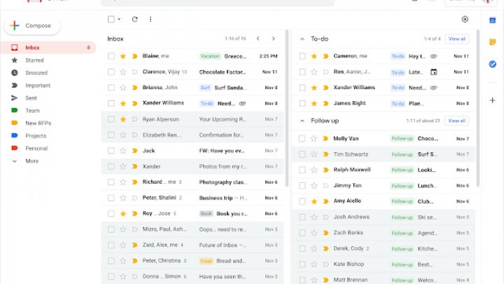 Gmail adaugă suport pentru inbox-uri multiple derulabile independent şi toolbar unificat