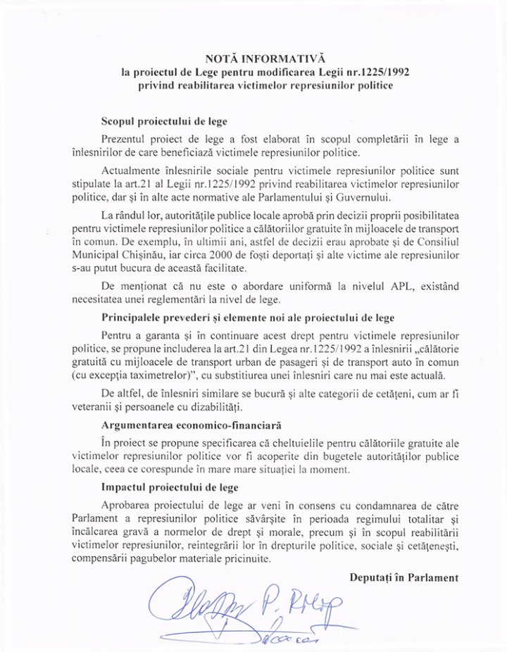 Democraţii vor să oblige autorităţile să ofere călătorii gratuite victimelor deportărilor (DOC)