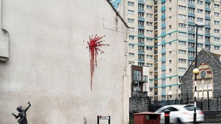 Noua operă stradală a lui Banksy, vandalizată. Localnic: "Este o adevărată rușine"