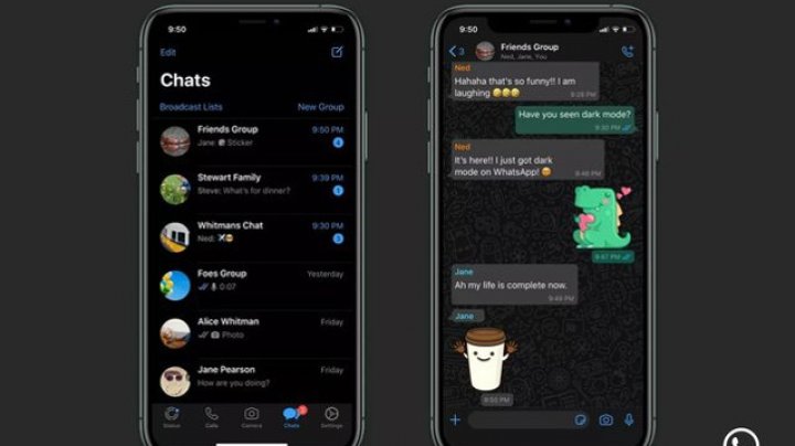 WhatsApp are acum interfaţă cu dark mode pe iOS şi Android