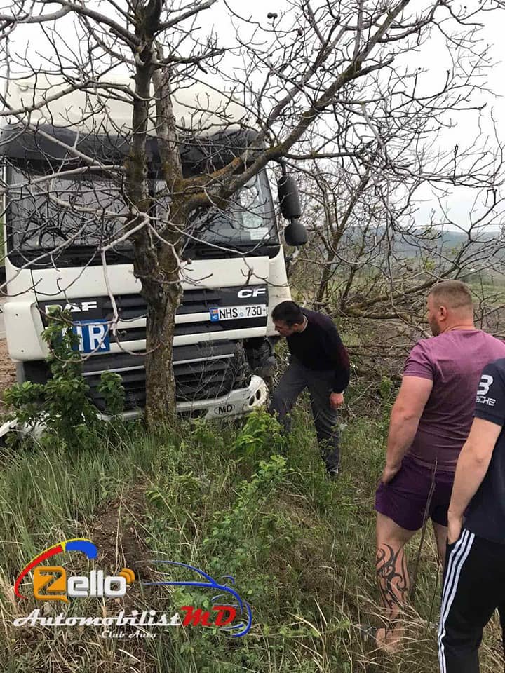 ACCIDENT în raionul Anenii Noi. Un șofer a ieșit pe contrasens și s-a izbit cu TIR-ul într-un copac (FOTO) 