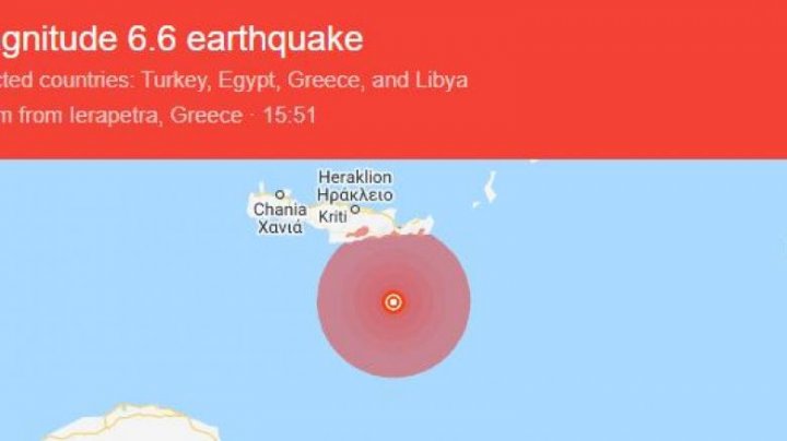CUTREMUR puternic pe insula Creta din Grecia 