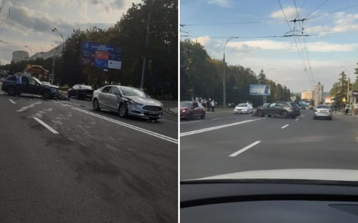 ACCIDENT în sectorul Botanica al Capitalei. Două maşini s-au lovit violent (VIDEO/FOTO)