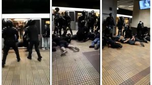 Intervenție în forță a trupelor speciale la metrou. Suporteri violenți, încătușați pe peron