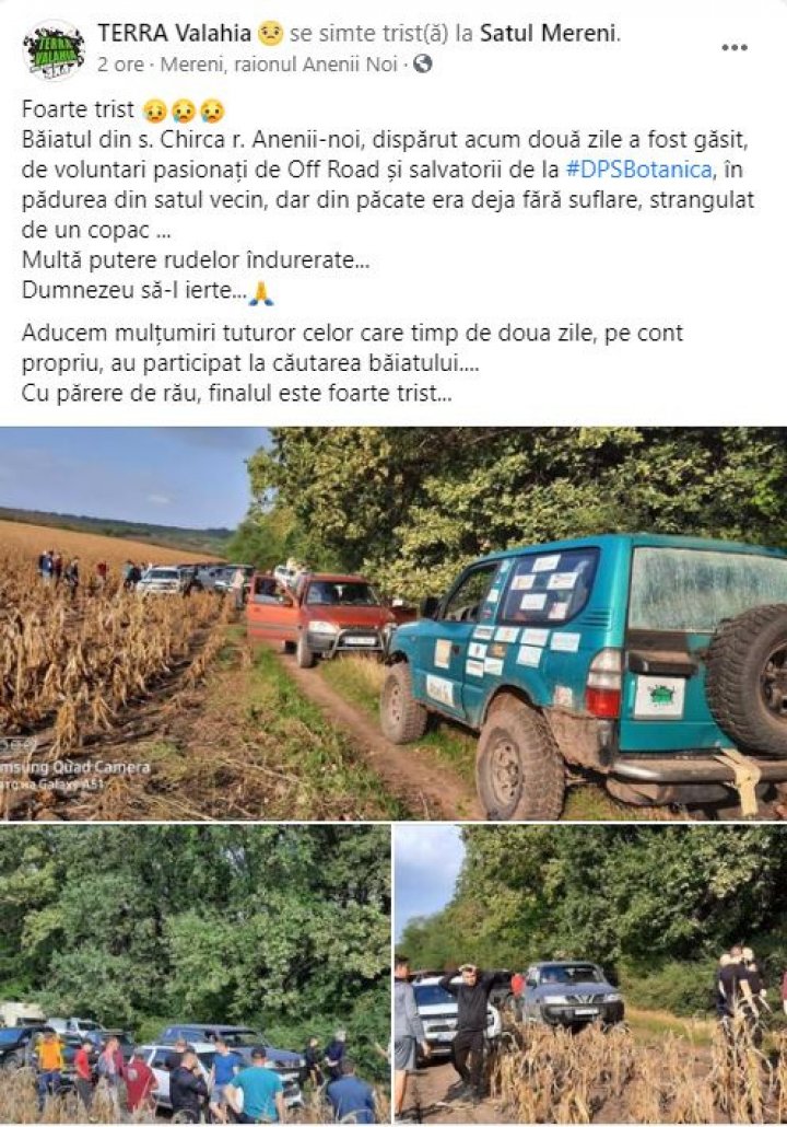 Tragedie la Anenii-Noi! Un tânăr din satul Chirca, care a dispărut fără urmă acum două zile, găsit fără suflare într-o pădure din satul vecin